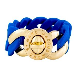 Marc By Marc Jacobs Blue Rubber Turn Lock Link Bracelet